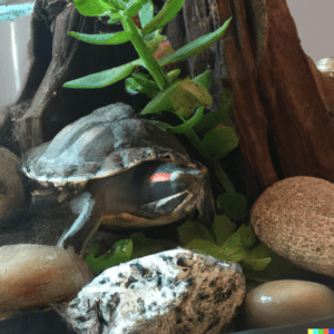 Wasserschildkröte im Terrarium