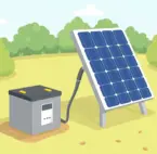 Eine darstellung eines Solarmoduls mit angeschlossenem Stromspeicher