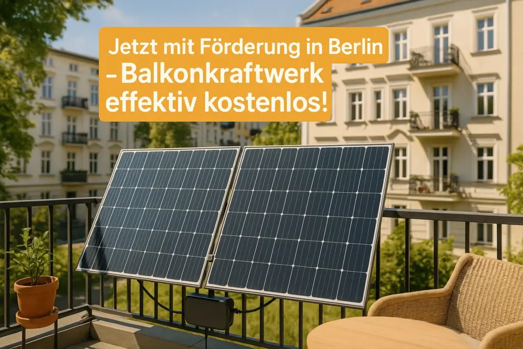 Ein auf einem Balkon montiertes Balkonkraftwerk für die Balkonkraftwerk Förderung