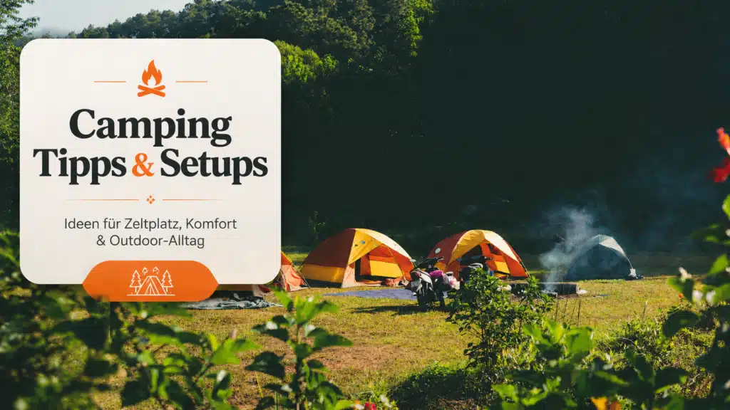 - Campingplatz mit mehreren Zelten im Grünen
