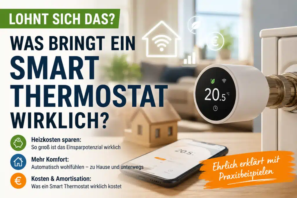 - Smart Thermostat sinnvoll: Smartes Heizkörperthermostat mit App-Steuerung zur Regelung der Heizung und zum Energiesparen